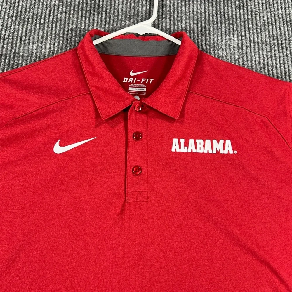 Alabama Crimson Tide Polo Shirt Mens Large Red Short Sleeve‎ Nike SEC NCAA